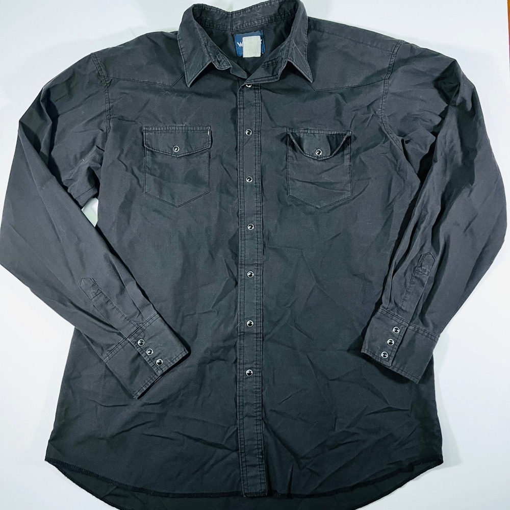 Vintage Wrangler Rancher Pearl Snap Shirt Black XLT Western